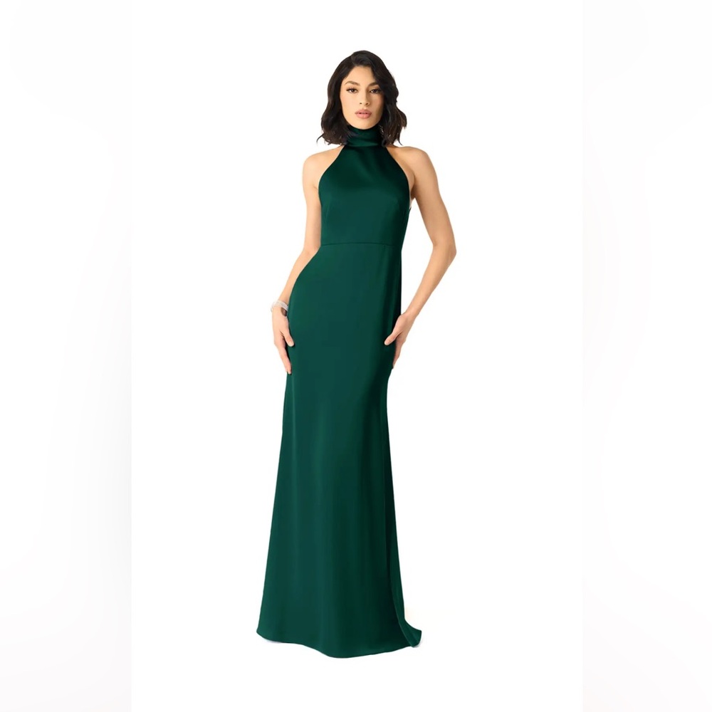 Azazie X Delaney Stretch
Emerald Sheath High Neck Stretch Satin Dress